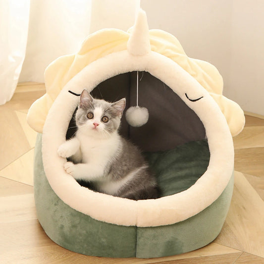 Cat Bed House Kennel Nest Round Sleeping Cave Cozy Lounger Cushion