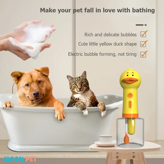 Retrieve Yellow Duck Foam Pet Cleaning  Automatic Soap Dispenser Retrieve Bathing