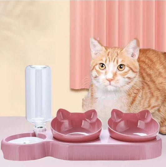 Retrieve Pet Food Bowl Automatic Feeder 2 in 1 Eating Drinking Water Container Anti Slip Retrieve Cat Feeders