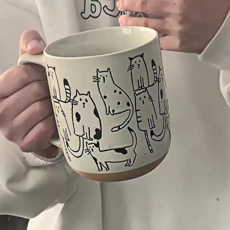 450ml-creative-hand-painted-ceramic-mug-vintage-cartoon-animal-kitten-milk-coffee-cup